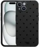 HappyCase iPhone 15 Hoesje Flexibel TPU Hartjes Zwart Print