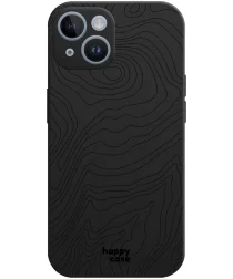 HappyCase iPhone 15 Hoesje Flexibel TPU Fine Lines Zwart Print