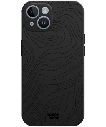 HappyCase iPhone 15 Hoesje Flexibel TPU Fine Lines Zwart Print Hoesjes