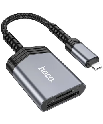 Hoco UA25 Apple Lightning Card Reader met SD/TF Kaartlezer Grijs Kabels