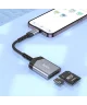 Hoco UA25 Apple Lightning Card Reader met SD/TF Kaartlezer Grijs