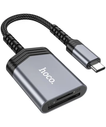 Hoco UA25 USB-C Card Reader met SD/TF Kaartlezer Grijs Kabels