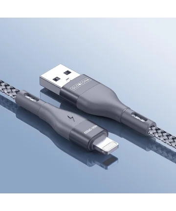 Duzzona 2.4A USB-A naar Lightning 1 Meter Grijs Kabels
