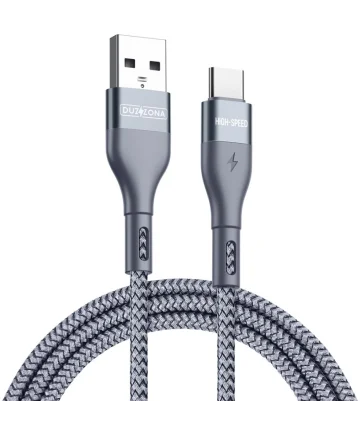Duzzona A8 USB naar USB-C Gevlochten Kabel 12W 1M Grijs Kabels