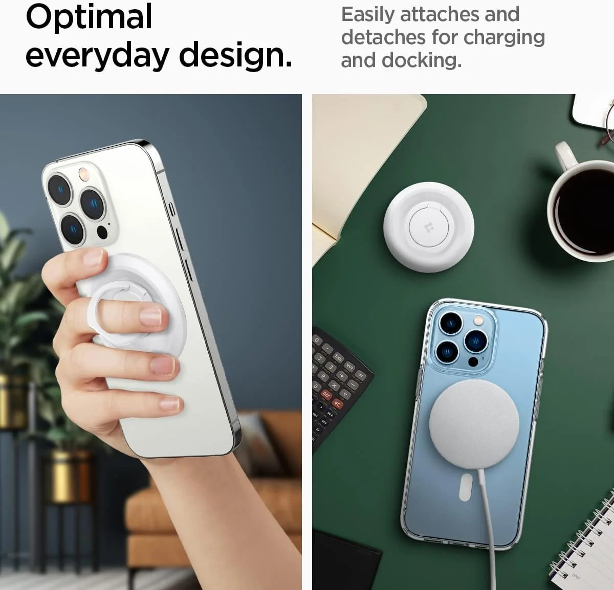 Spigen O-Mag Magnetische MagSafe Vinger Ring Houder Standaard Wit afbeelding 5