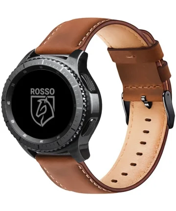 Rosso Deluxe Universeel Smartwatch/Horloge Bandje 18MM Echt Leer Bruin Bandjes