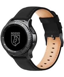 Rosso Deluxe Universeel Smartwatch/Horloge Bandje 18MM Echt Leer Zwart