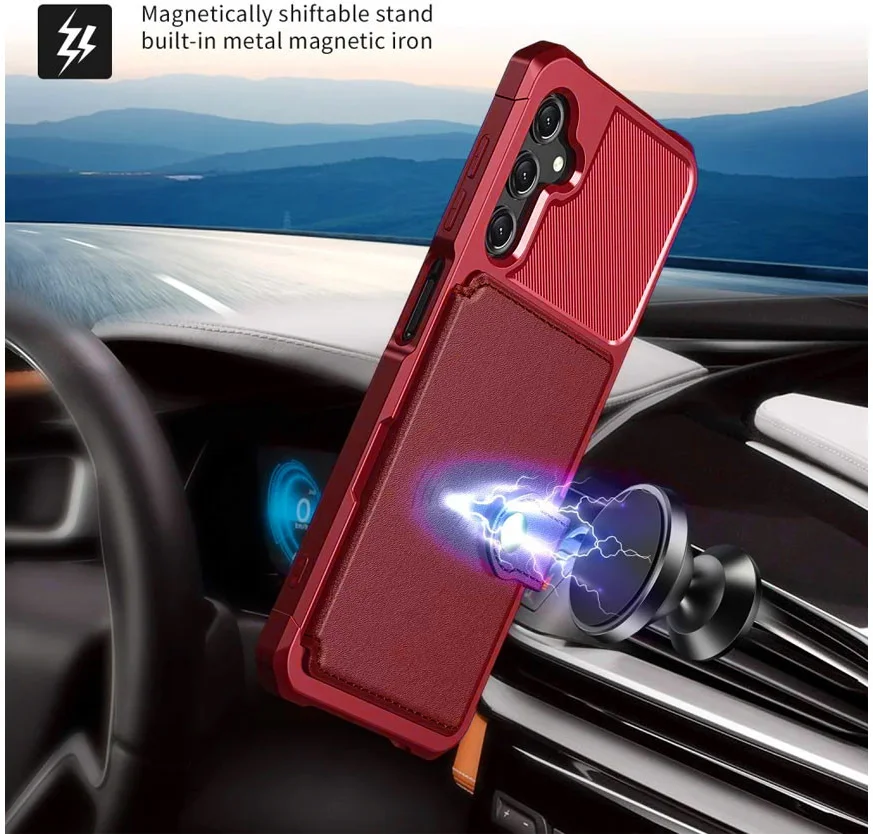 Samsung Galaxy A25 3 in 1 Back Cover Portemonnee Hoesje Rood afbeelding 4