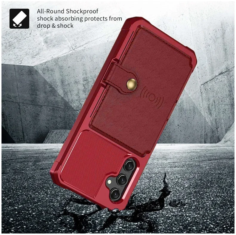 Samsung Galaxy A25 3 in 1 Back Cover Portemonnee Hoesje Rood afbeelding 5