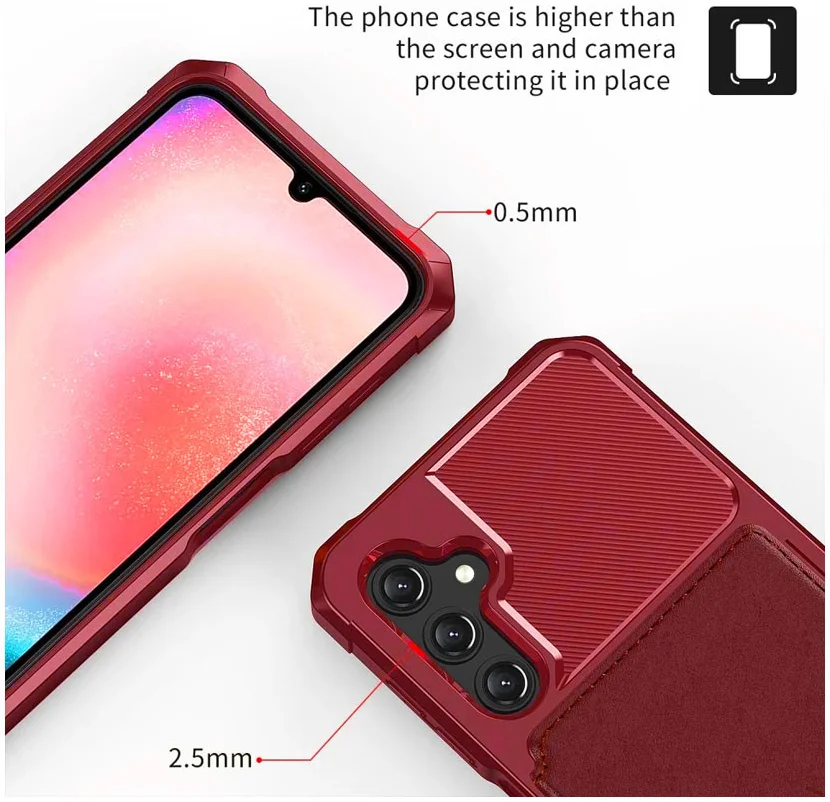 Samsung Galaxy A25 3 in 1 Back Cover Portemonnee Hoesje Rood afbeelding 6
