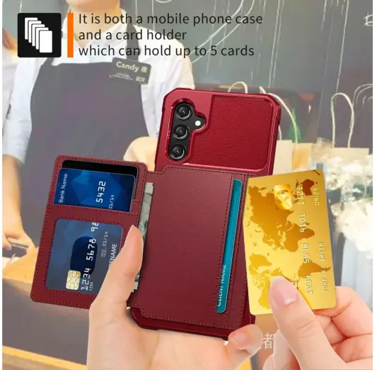 Samsung Galaxy A25 3 in 1 Back Cover Portemonnee Hoesje Rood afbeelding 3