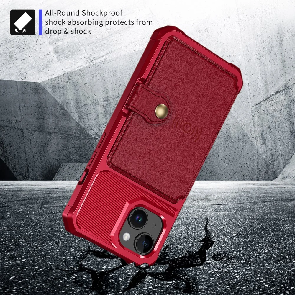 Apple iPhone 15 3 in 1 Back Cover Portemonnee Hoesje Rood afbeelding 4