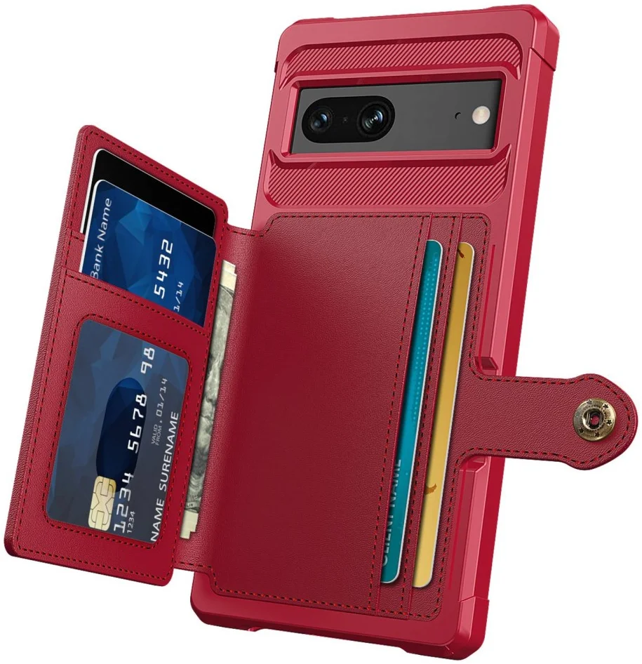 Google Pixel 7 3 in 1 Back Cover Portemonnee Hoesje Rood afbeelding 7