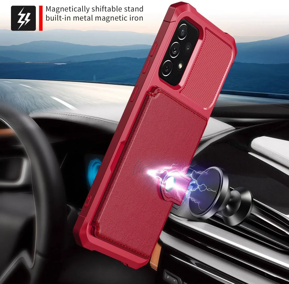 Samsung Galaxy A53 3 in 1 Back Cover Portemonnee Hoesje Rood afbeelding 6