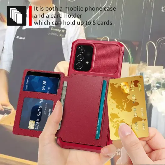 Samsung Galaxy A53 3 in 1 Back Cover Portemonnee Hoesje Rood afbeelding 3