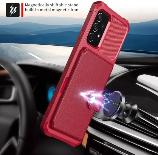 Samsung Galaxy A53 3 in 1 Back Cover Portemonnee Hoesje Rood afbeelding 6