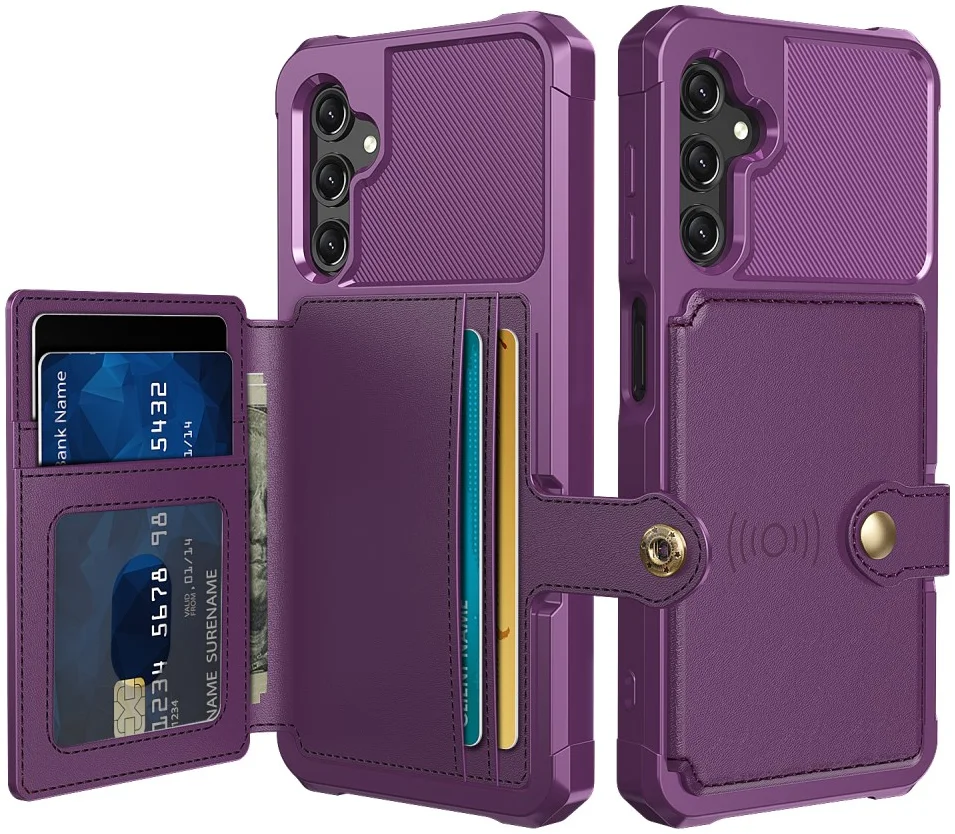 Samsung Galaxy A25 3 in 1 Back Cover Portemonnee Hoesje Paars afbeelding 1