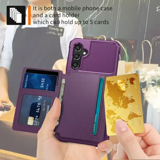 Samsung Galaxy A25 3 in 1 Back Cover Portemonnee Hoesje Paars afbeelding 3