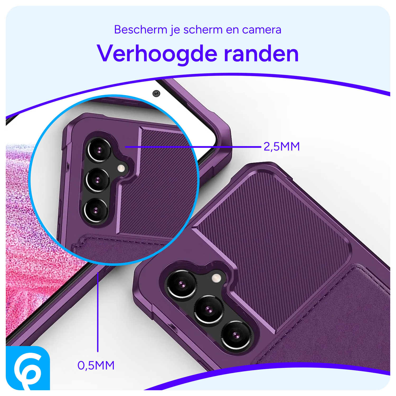 Samsung Galaxy A54 3 in 1 Back Cover Portemonnee Hoesje Paars afbeelding 3