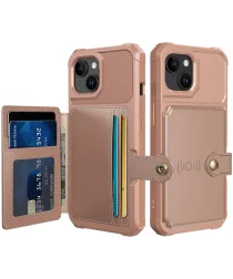 Apple iPhone 15 3 in 1 Back Cover Portemonnee Hoesje Roze