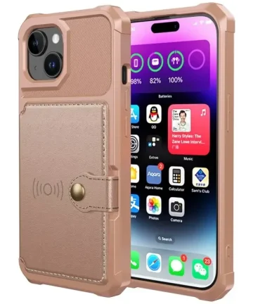 Apple iPhone 15 Plus 3 in 1 Back Cover Portemonnee Hoesje Roze Hoesjes