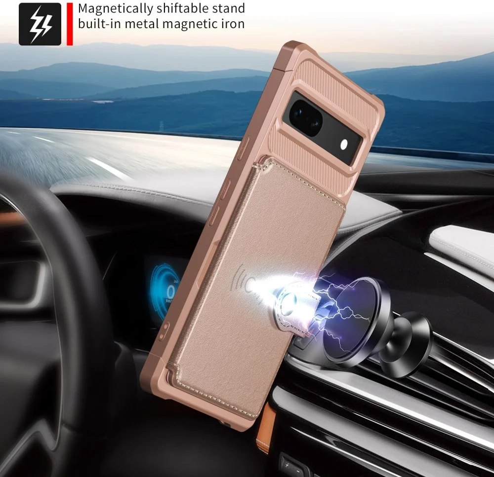 Google Pixel 7a 3 in 1 Back Cover Portemonnee Hoesje Roze afbeelding 5