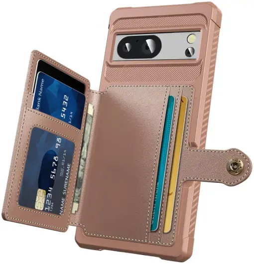 Google Pixel 8 Pro 3 in 1 Back Cover Portemonnee Hoesje Roze afbeelding 1