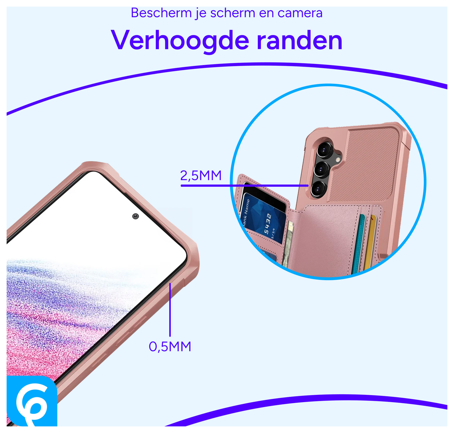 Samsung Galaxy A54 3 in 1 Back Cover Portemonnee Hoesje Roze afbeelding 4