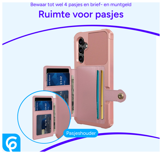Samsung Galaxy A54 3 in 1 Back Cover Portemonnee Hoesje Roze afbeelding 3