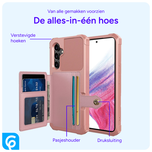 Samsung Galaxy A54 3 in 1 Back Cover Portemonnee Hoesje Roze afbeelding 2