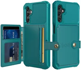 Samsung Galaxy A25 3 in 1 Back Cover Portemonnee Hoesje Groen Blauw afbeelding