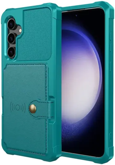 Samsung Galaxy S23 FE 3 in 1 Back Cover Portemonnee Hoesje Groen Blauw afbeelding 2