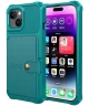 Apple iPhone 15 3 in 1 Back Cover Portemonnee Hoesje Groen Blauw