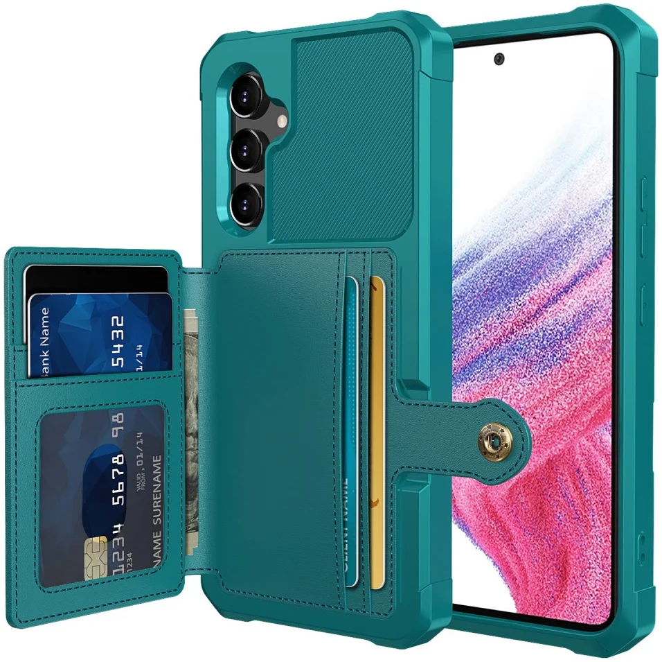 Samsung Galaxy A34 3 in 1 Back Cover Portemonnee Hoesje Groen Blauw afbeelding 1