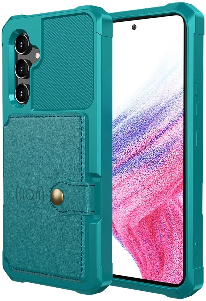 Samsung Galaxy A34 3 in 1 Back Cover Portemonnee Hoesje Groen Blauw afbeelding 2