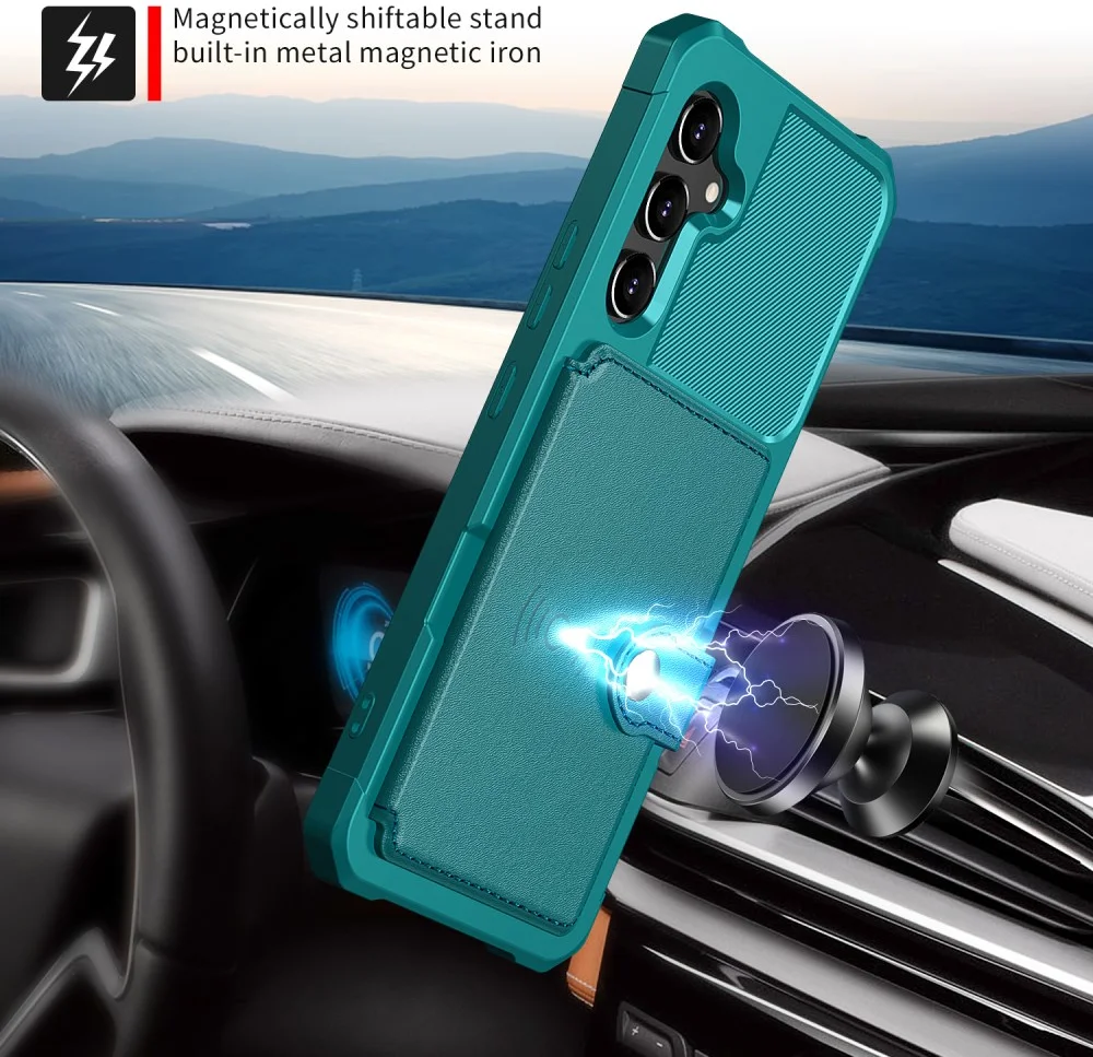 Samsung Galaxy A34 3 in 1 Back Cover Portemonnee Hoesje Groen Blauw afbeelding 3