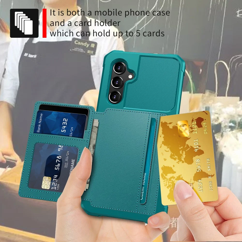 Samsung Galaxy A34 3 in 1 Back Cover Portemonnee Hoesje Groen Blauw afbeelding 5