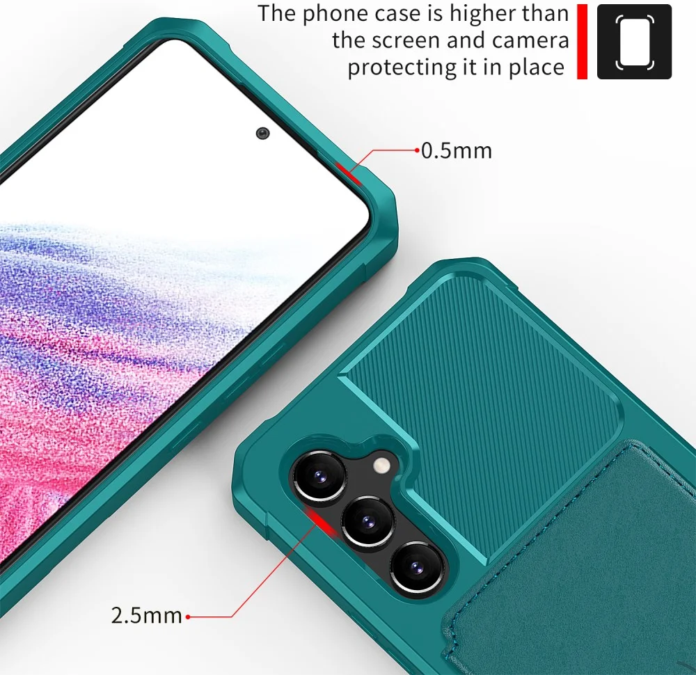 Samsung Galaxy A34 3 in 1 Back Cover Portemonnee Hoesje Groen Blauw afbeelding 6