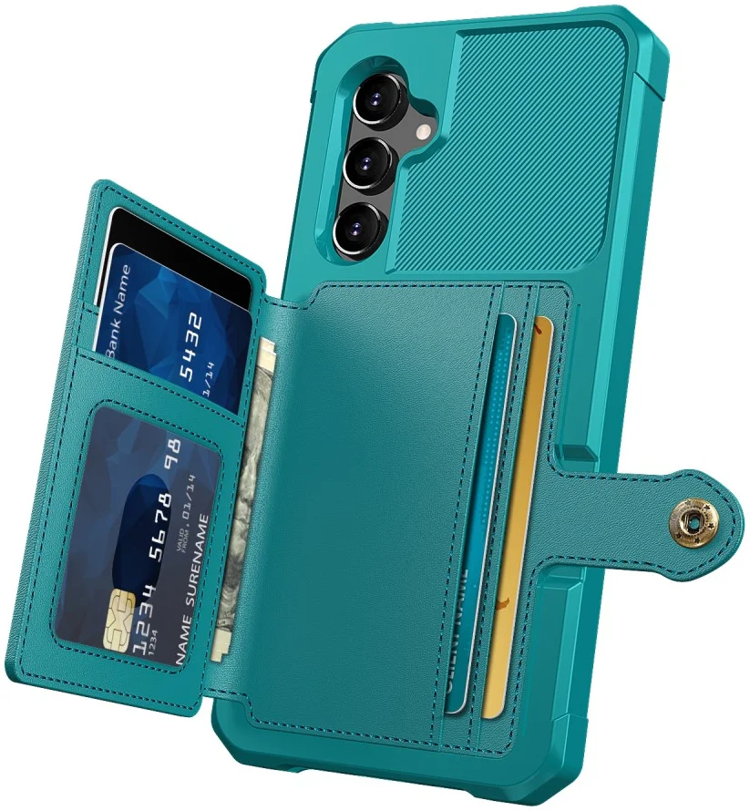 Samsung Galaxy A34 3 in 1 Back Cover Portemonnee Hoesje Groen Blauw afbeelding 7