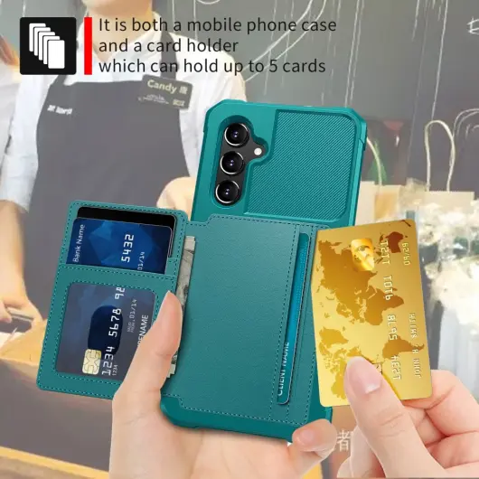 Samsung Galaxy A34 3 in 1 Back Cover Portemonnee Hoesje Groen Blauw afbeelding 5