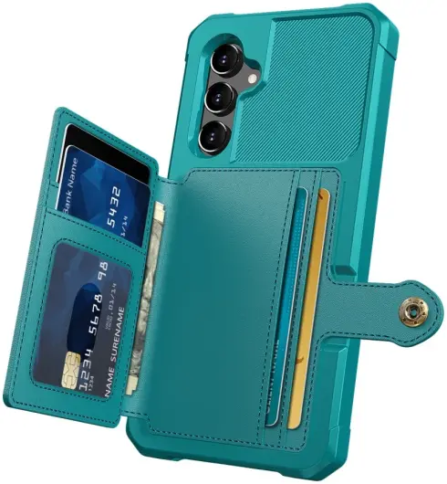 Samsung Galaxy A34 3 in 1 Back Cover Portemonnee Hoesje Groen Blauw afbeelding 7