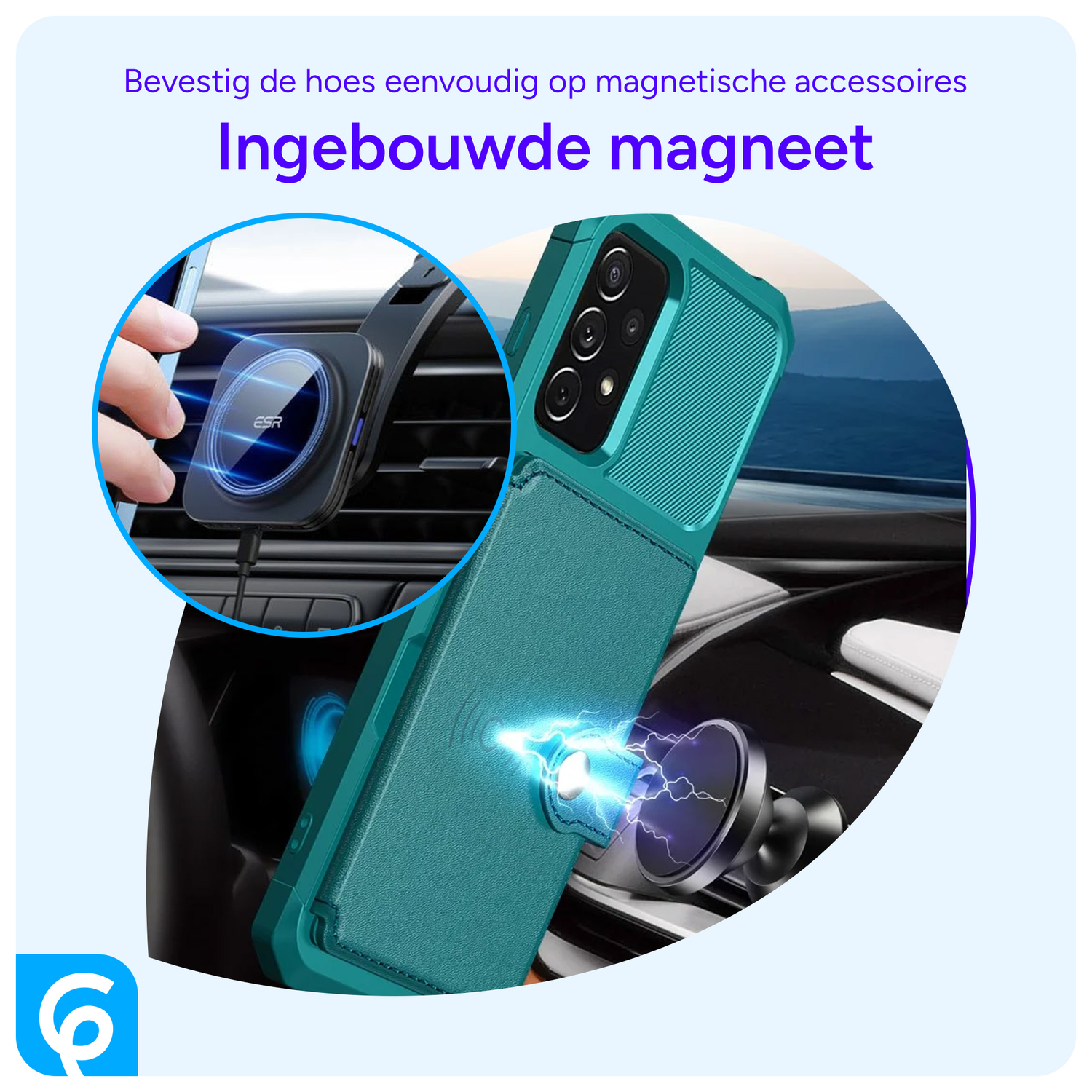 Samsung Galaxy A52 / A52S 3 in 1 Back Cover Portemonnee Hoesje Groen afbeelding 6