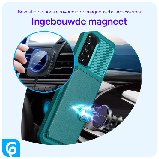 Samsung Galaxy A52 / A52S 3 in 1 Back Cover Portemonnee Hoesje Groen afbeelding 6