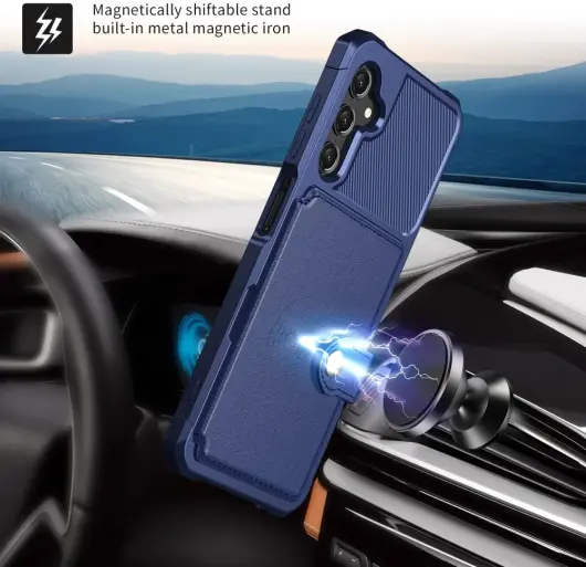 Samsung Galaxy A25 3 in 1 Back Cover Portemonnee Hoesje Donkerblauw afbeelding 4