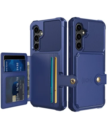 Samsung Galaxy S23 FE 3 in 1 Back Cover Portemonnee Hoesje Donkerblauw Hoesjes