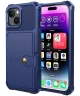 Apple iPhone 15 3 in 1 Back Cover Portemonnee Hoesje Donkerblauw
