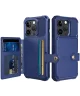 Apple iPhone 15 Pro 3 in 1 Back Cover Portemonnee Hoesje Donkerblauw