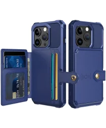 Apple iPhone 15 Pro Max 3 in 1 Back Cover Portemonnee Hoesje Blue