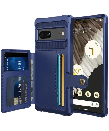 Google Pixel 7 3 in 1 Back Cover Portemonnee Hoesje Donkerblauw Hoesjes