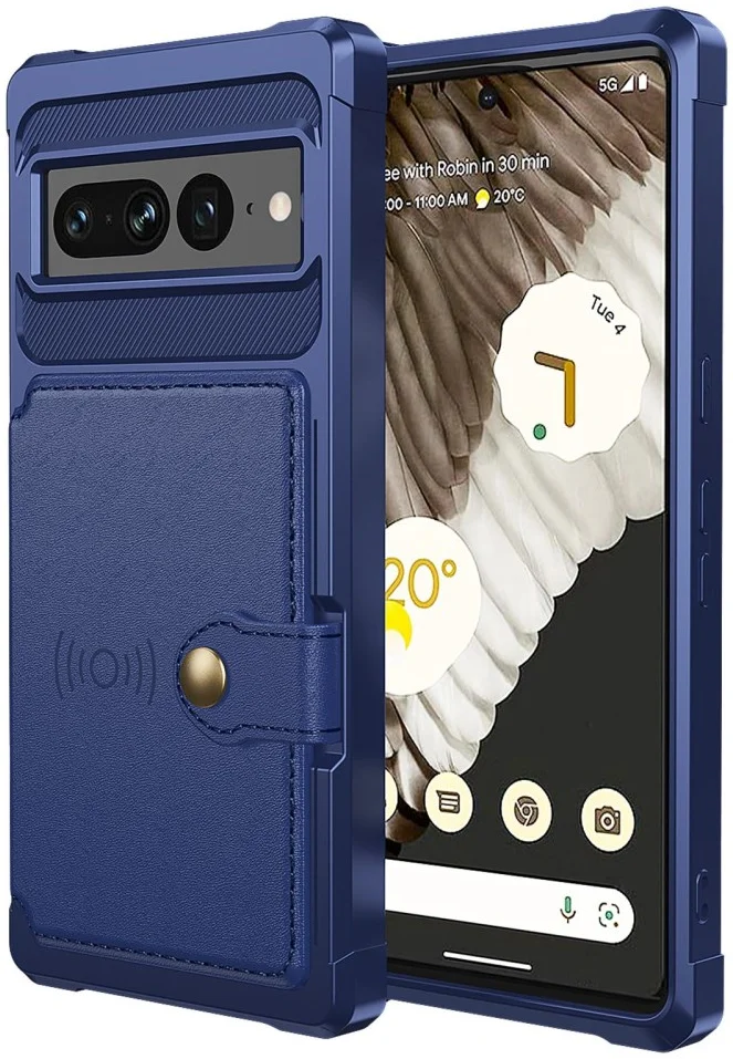 Google Pixel 7 Pro 3 in 1 Back Cover Portemonnee Hoesje Donkerblauw afbeelding 2